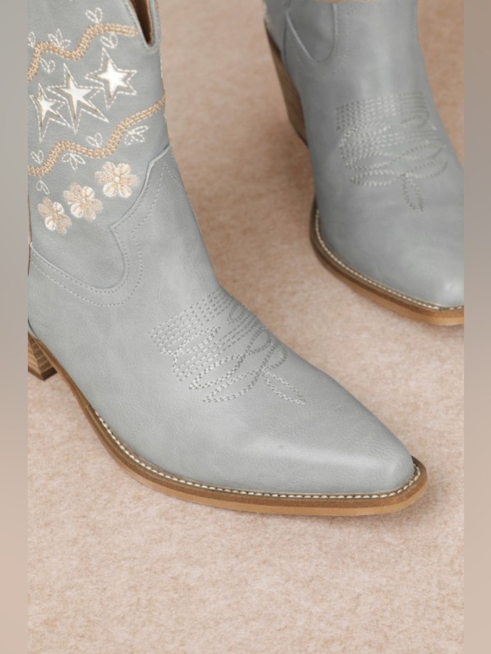 Light Blue Embroidered Western Boots - Picture 7 of 8